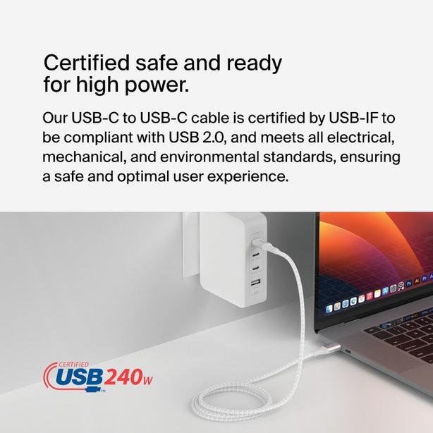 Belkin Usb-C To C Pd3.1 Cable 2M Up To 240W White