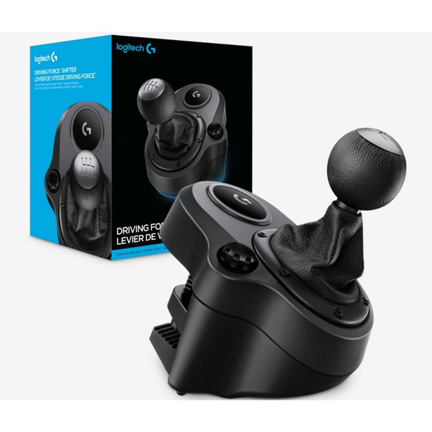 Logitech Driving Force Shifter – 6-Speed Gearbox, Solid Steel Shaft, Leather Knob & Boot