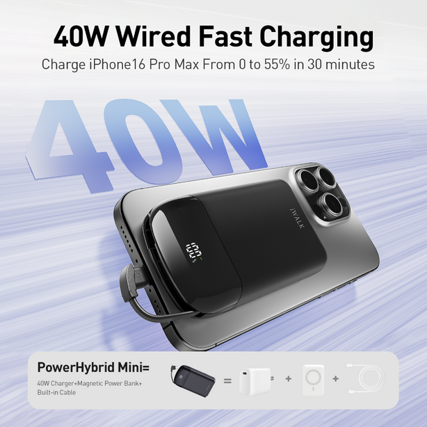 iWALK Power Hybrid Mini Wireless Powerbank (10,000mAh) Black