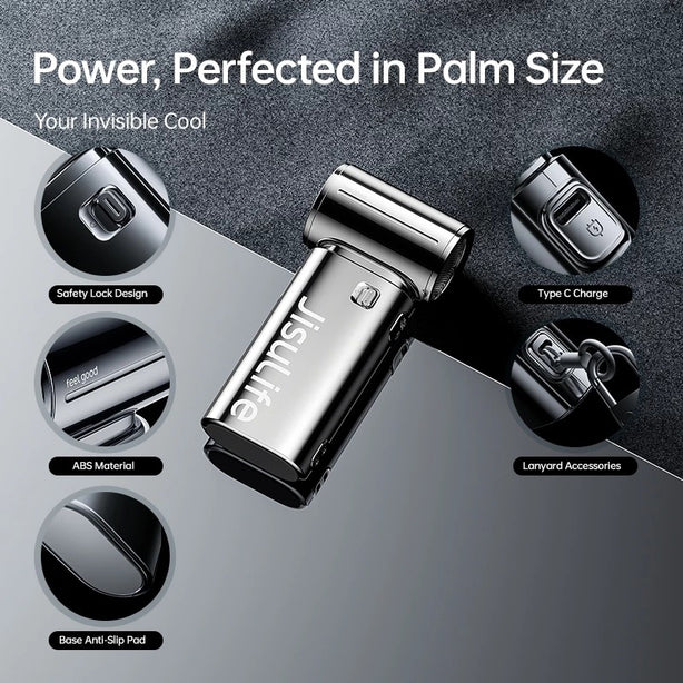 JISULIFE 9S Pro Handheld Turbo Fan | Chrome Mirror LED Display | Ultra Strong Wind | Pocket Size Portable Cooling Fan