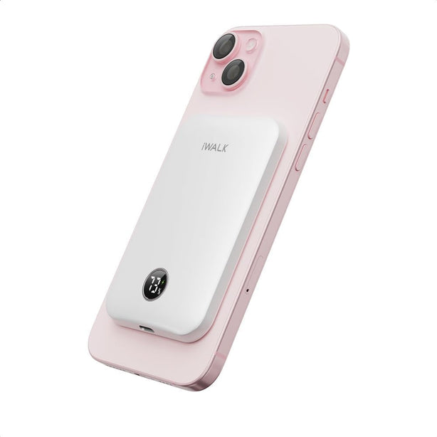 iWALK PowerGrip 5000mAh Slim Magnetic Wireless Power Bank for iPhone – Compact Charger (MXB008)White
