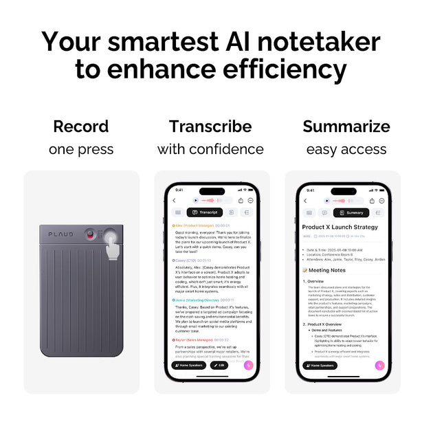 PLAUD NOTE AI Voice Recorder -Transcribe & Summarize, Support 112 Languages, For Lectures, Meetings, Calls