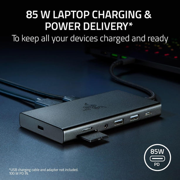 Razer Usb C Dock - 11-In-1 Multiport Adapter (Mercury Edition) - Frml Packaging