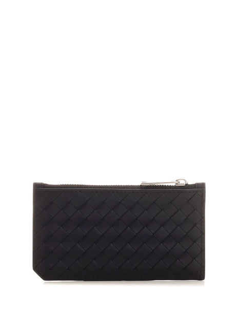 Bottega Veneta Small Intrecciato Zip Around Card Holder - Black