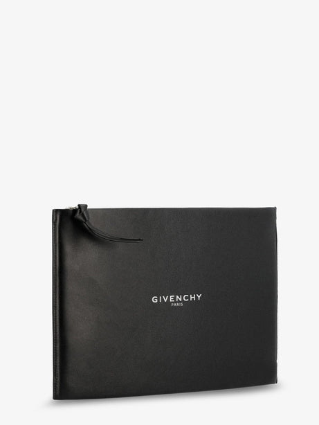 Givenchy Leather clutch bag with lettering logo on the front - Black
