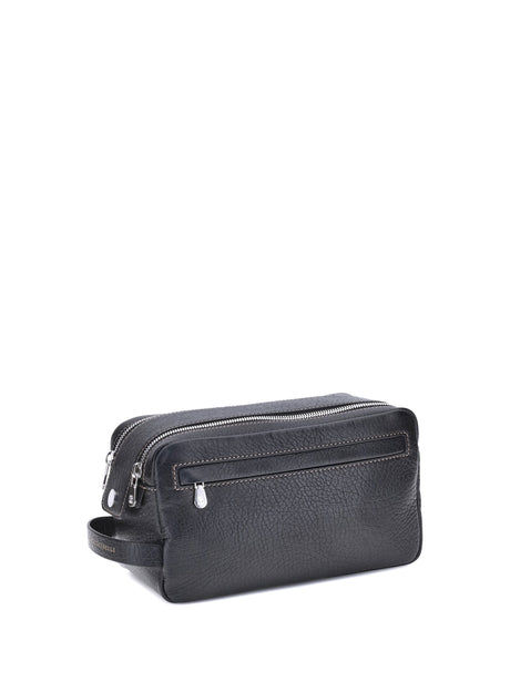 Brunello Cucinelli Pebbled leather Beauty Case - Black