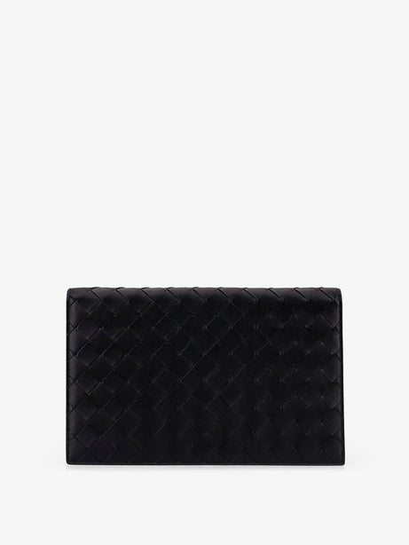 Bottega Veneta Leather clutch bag with Intrecciato motif - Black-Silver