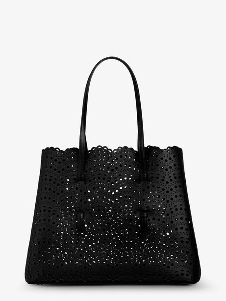 Alaia Mina 37 leather shoulder bag with Vienne motif - Noir