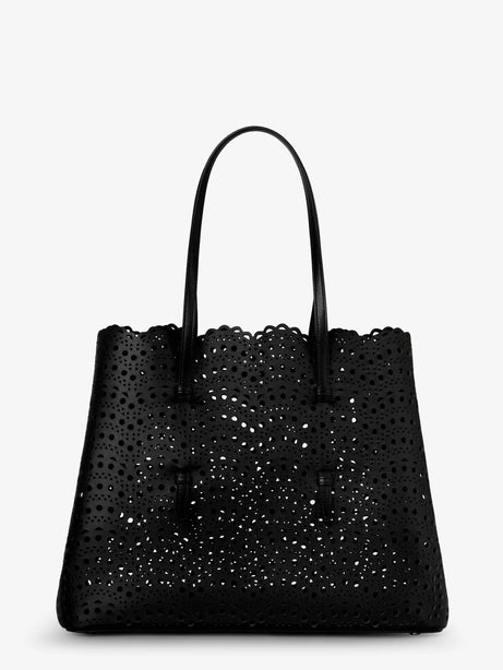 Alaia Mina 37 leather shoulder bag with Vienne motif - Noir