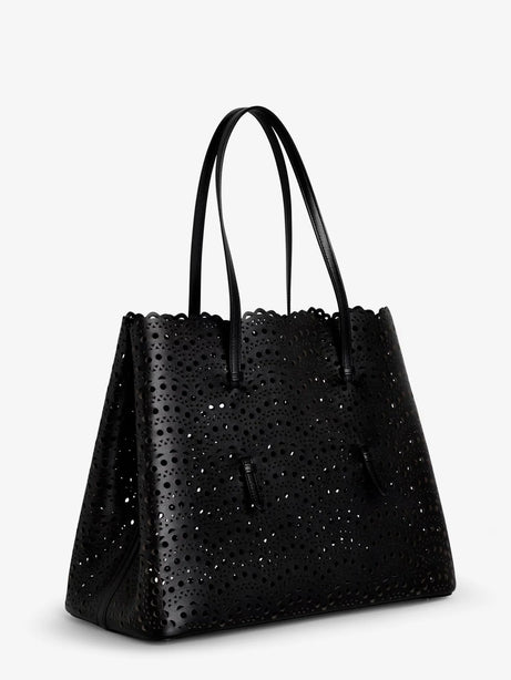 Alaia Mina 37 leather shoulder bag with Vienne motif - Noir