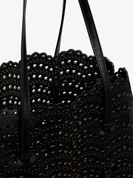 Alaia Mina 37 leather shoulder bag with Vienne motif - Noir