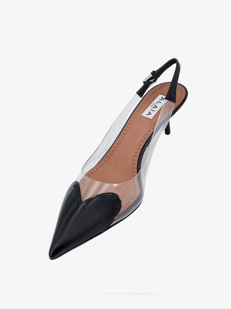 Alaia Le Coeur Slingback PVC and leather pumps - Noir