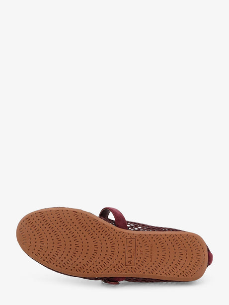 Alaia Mesh Ballet Flats - Rouge Grenat