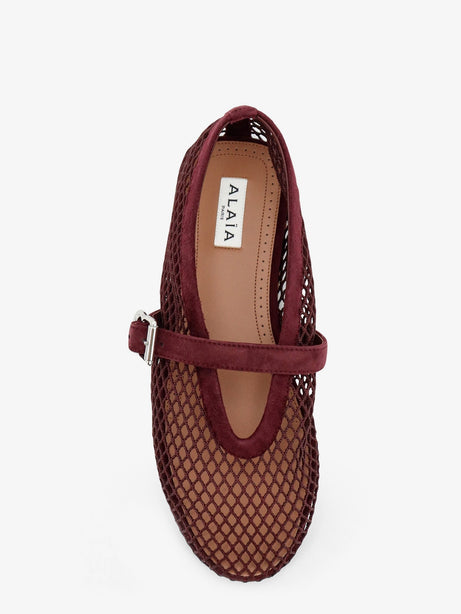 Alaia Mesh Ballet Flats - Rouge Grenat