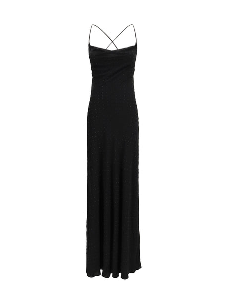 Pinko Long strass Slipdress - Black Limousine
