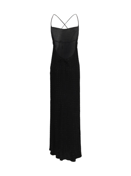 Pinko Long strass Slipdress - Black Limousine