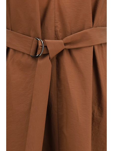 Brunello Cucinelli Cotton poplin Dress Precious Shoulder Detail - Firebrick