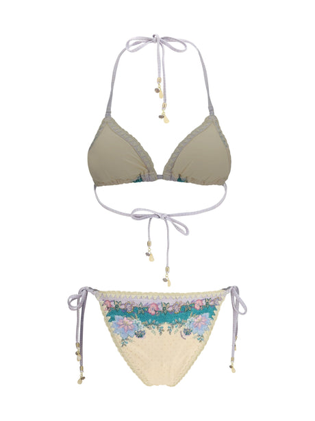 Zimmermann Indra crochet detail Bikini - Cream Scarf Floral