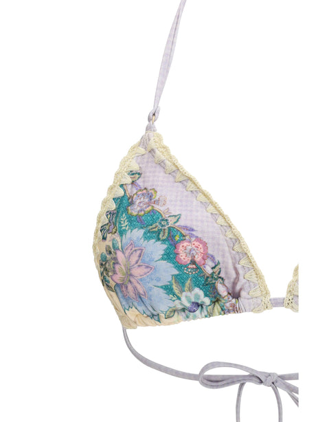 Zimmermann Indra crochet detail Bikini - Cream Scarf Floral