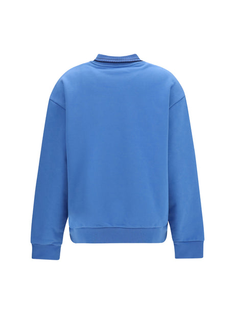 Miu Miu Crewneck Sweatshirt with embroidered logo and collar - Light Blue