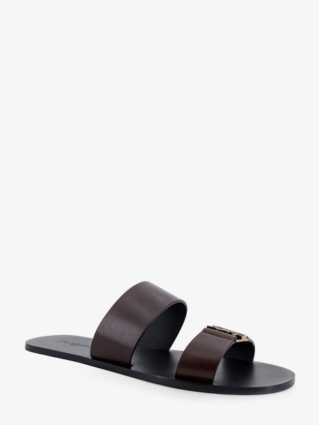 Saint Laurent Babylone leather sandals - Ultra Dark Brown