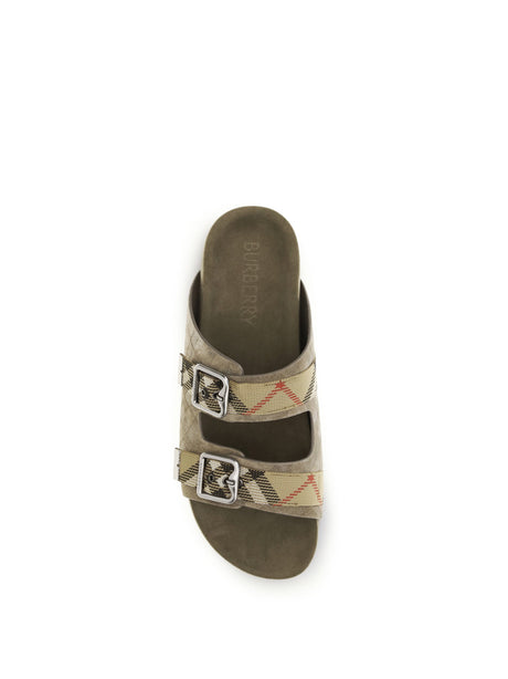 Burberry Urchin suede Check Sandals - Sparrow Beige