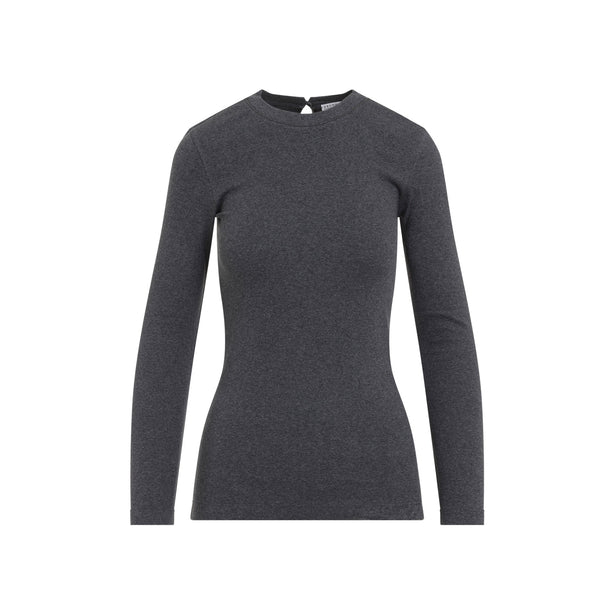 Ribbed Stretch Cotton Jersey T-Shirt with Jewellery