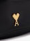 Ami Paris Leather shoulder bag with metal logo on the front - Noir