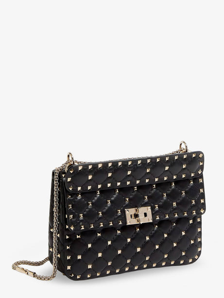 Valentino Garavani Rockstud Spike leather crossbody bag with iconic all-over studs - Nero