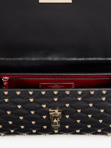 Valentino Garavani Rockstud Spike leather crossbody bag with iconic all-over studs - Nero