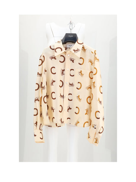 Celine CROPPED SHIRT - Cream/Tan