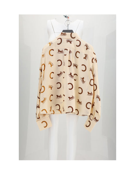 Celine CROPPED SHIRT - Cream/Tan