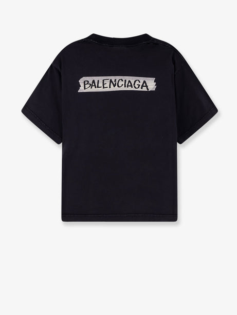 Balenciaga Used effect cotton t-shirt - Faded Washed Black