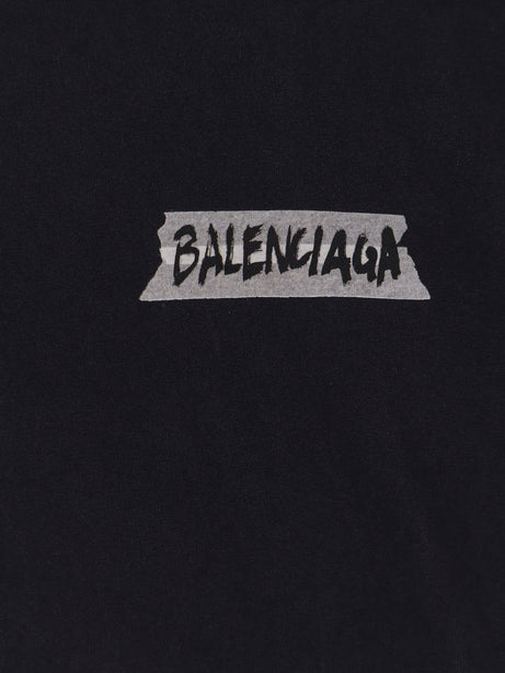 Balenciaga Used effect cotton t-shirt - Faded Washed Black