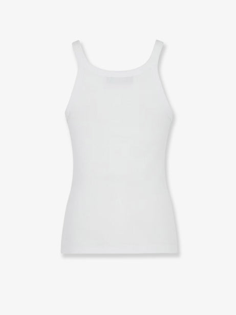 Fendi Ribbed cotton tank top - White
