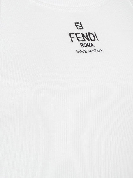 Fendi Ribbed cotton tank top - White