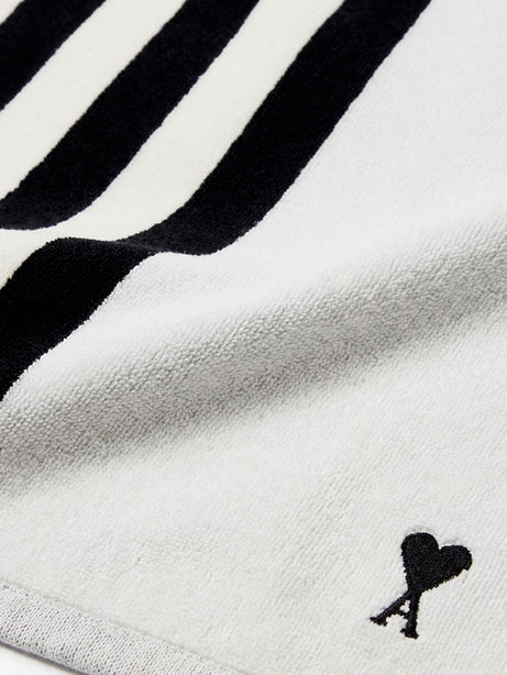 Ami Paris Cotton beach towel - Noir/Blanc Creme