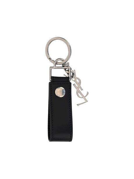 Saint Laurent Leather Keychain - Black