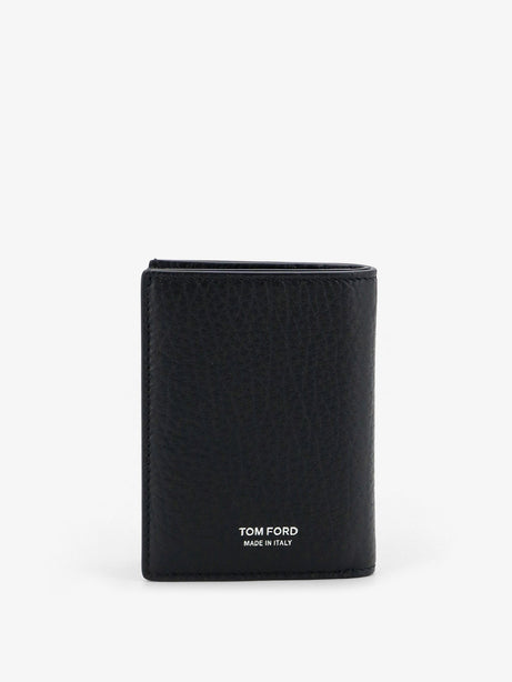 Tom Ford Leather card holder with embossed logo - Black