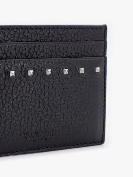 Valentino Garavani Leather card holder with stud detail - Nero