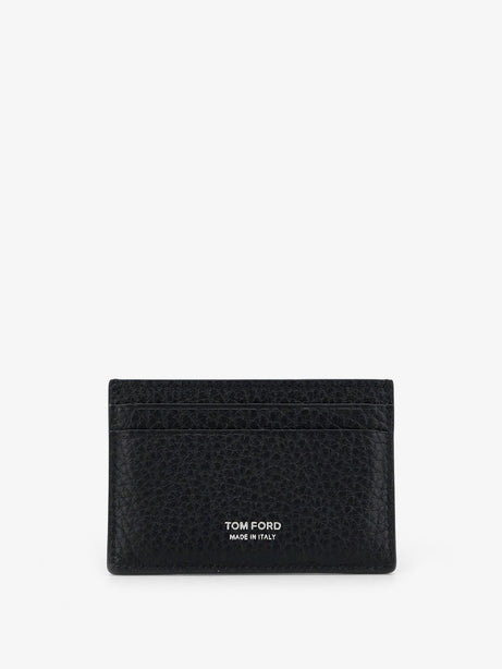 Tom Ford Leather card holder with embossed logo - Black