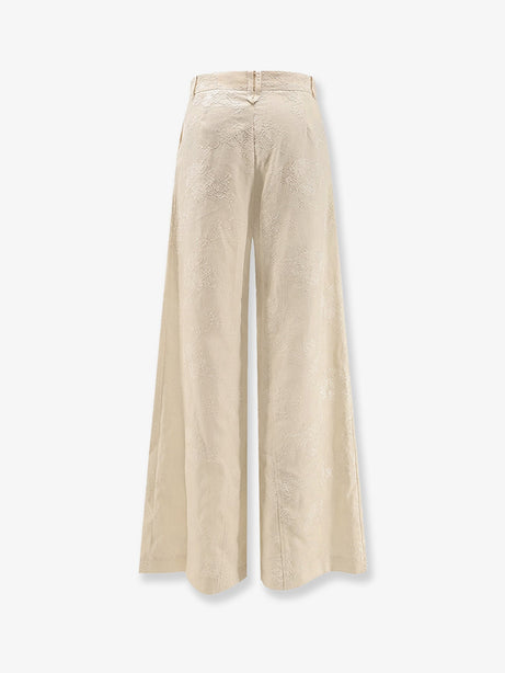 Pinko Ivy linen trousers with embroidery - Beige