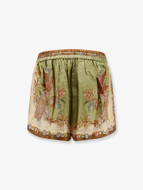 Zimmermann Indra silk shorts - Khaki Floral