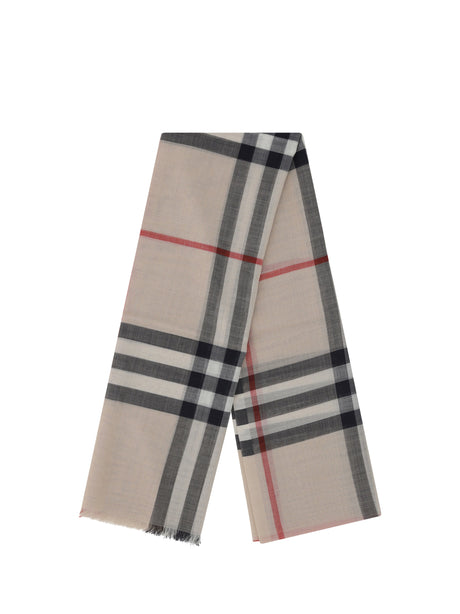 Burberry Silk and wool Scarf - Stone Check