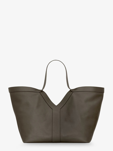 Saint Laurent Tote Y hammered leather shoulder bag - Light Musk