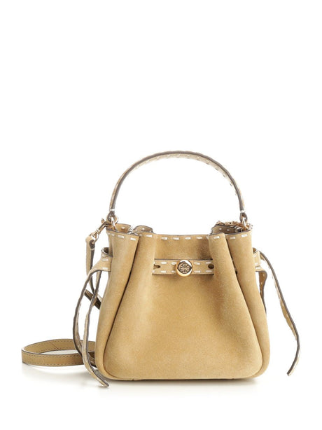 Tory Burch Romy Suede Bucket Bag - Beige