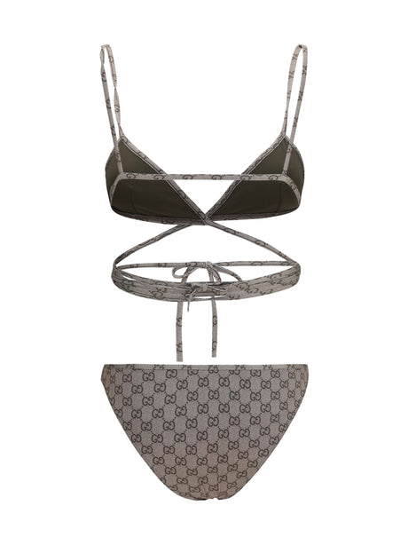 Gucci Printed stretch jersey bikini - Beige Ebony
