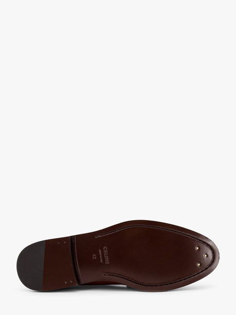 Celine Vivienne leather loafer with perforated triomphe logo - Marrone