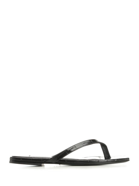 Toteme Printed Leather Flip-Flop Sandals - Black