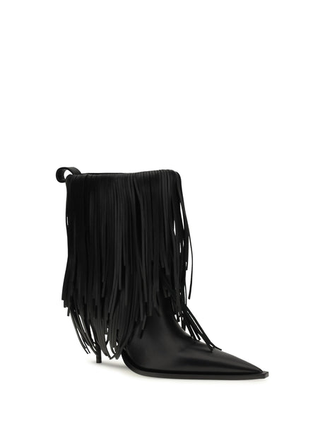 Balenciaga Avenue Fringe Ankle Boots - Black